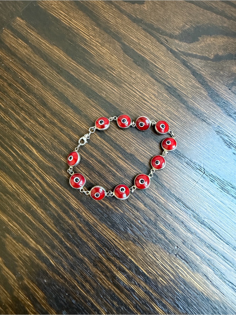 Red Glass Evil Eye Bracelet